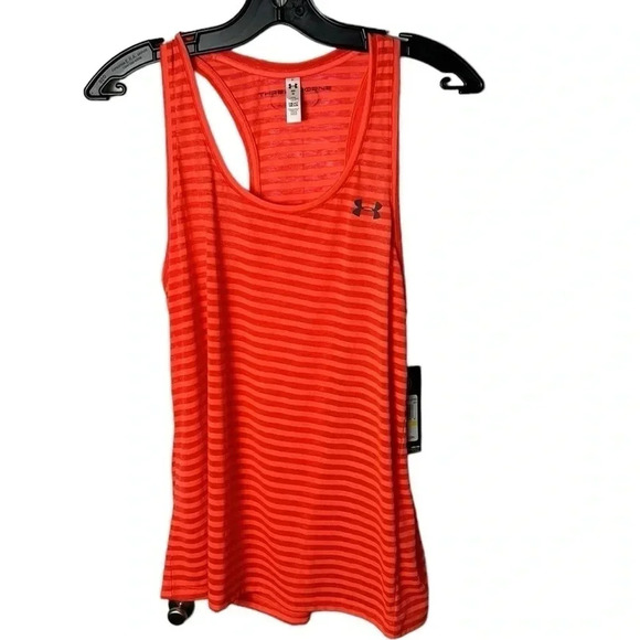 NWT Under  Armour Threadborne red& coral striped racerback tank top . loose cut - Picture 6 of 10